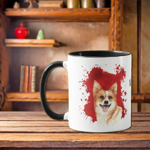 Pembroke Corgi Red Abstract Background Mug