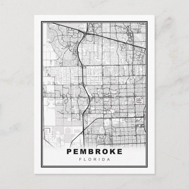 Pembroke Pines Map Postcard (Front)