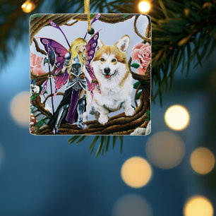 Pembroke Welch Corgi Fairy Fantasy Ceramic Ornament