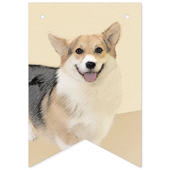 Pembroke Welsh Corgi 2 Painting - Original Dog Art Bunting (First Flag)