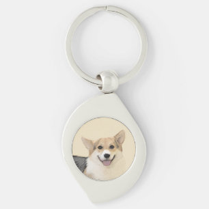 Pembroke Welsh Corgi 2 Painting - Original Dog Art Key Ring