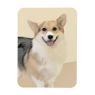 Pembroke Welsh Corgi 2 Painting - Original Dog Art Magnet
