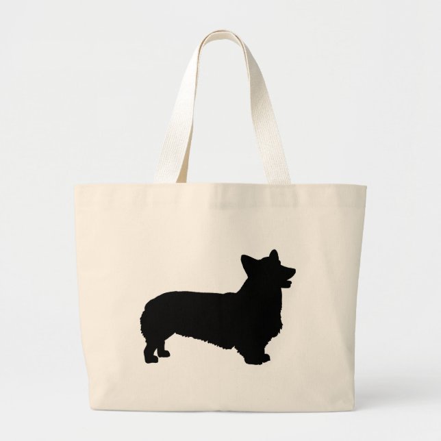 Pembroke Welsh Corgi (black) Large Tote Bag (Front)