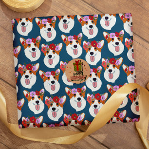 Pembroke Welsh Corgi Blue Cartoon  Wrapping Paper