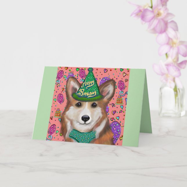 PEMBROKE WELSH CORGI CARD (Orchid)
