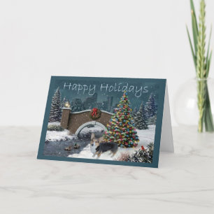 Pembroke Welsh Corgi Christmas Card Evening