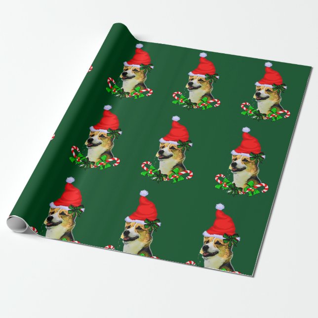 Pembroke Welsh Corgi Christmas Wrapping Paper (Unrolled)