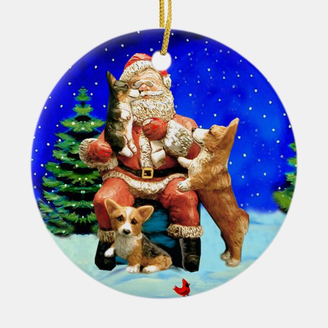 Pembroke Welsh Corgi Circle Ornament (Front)