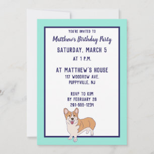 Pembroke Welsh Corgi Custom Party Invites