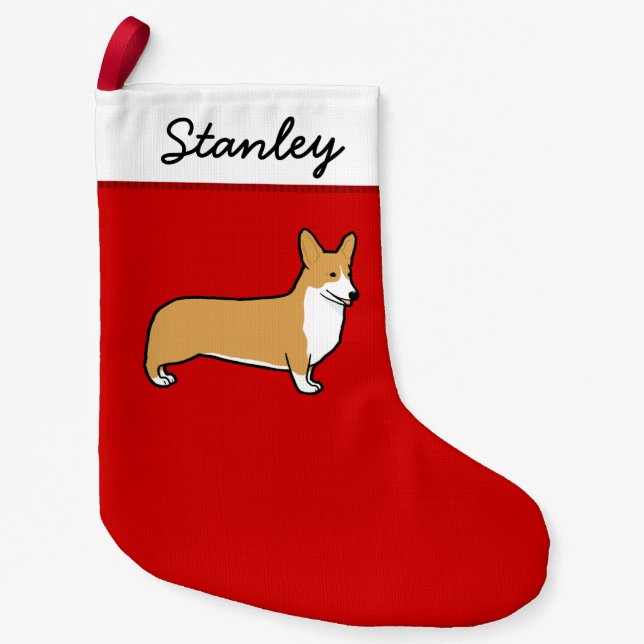 Pembroke Welsh Corgi Cute Holiday Dog Lover's Small Christmas Stocking (Front)