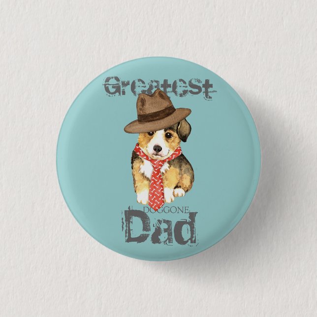 Pembroke Welsh Corgi Dad 3 Cm Round Badge (Front)