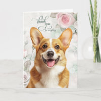 Pembroke Welsh Corgi Dog and Pink Roses