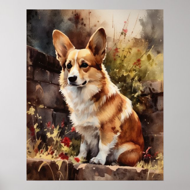 Pembroke Welsh Corgi Dog Art Print Poster (Front)