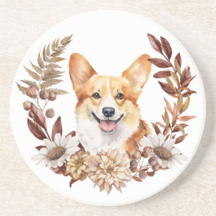 Pembroke Welsh Corgi Dog Autumn Wreath Coaster