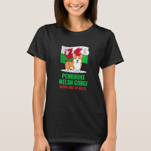 Pembroke Welsh Corgi Dog Barking Wales Flag T-Shirt