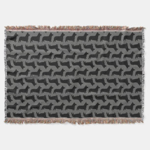 Pembroke Welsh Corgi Dog Breed Silhouettes Pattern Throw Blanket