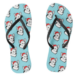 Pembroke Welsh Corgi Dog Christmas Santa Hat Flip Flops