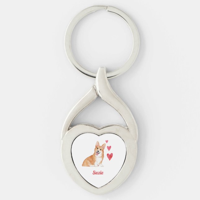 Pembroke Welsh Corgi Dog Custom Name   Key Ring (Front)