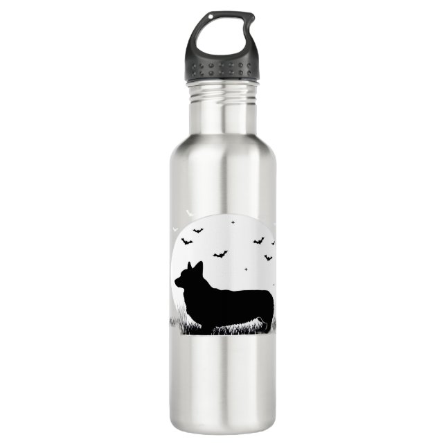 Pembroke Welsh Corgi Dog � Halloween Moon Silhouet 710 Ml Water Bottle (Front)