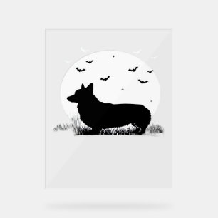Pembroke Welsh Corgi Dog – Halloween Moon Silhouet Acrylic Sign