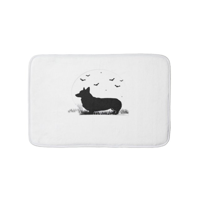 Pembroke Welsh Corgi Dog – Halloween Moon Silhouet Bath Mat (Front)
