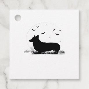 Pembroke Welsh Corgi Dog � Halloween Moon Silhouet Favour Tags