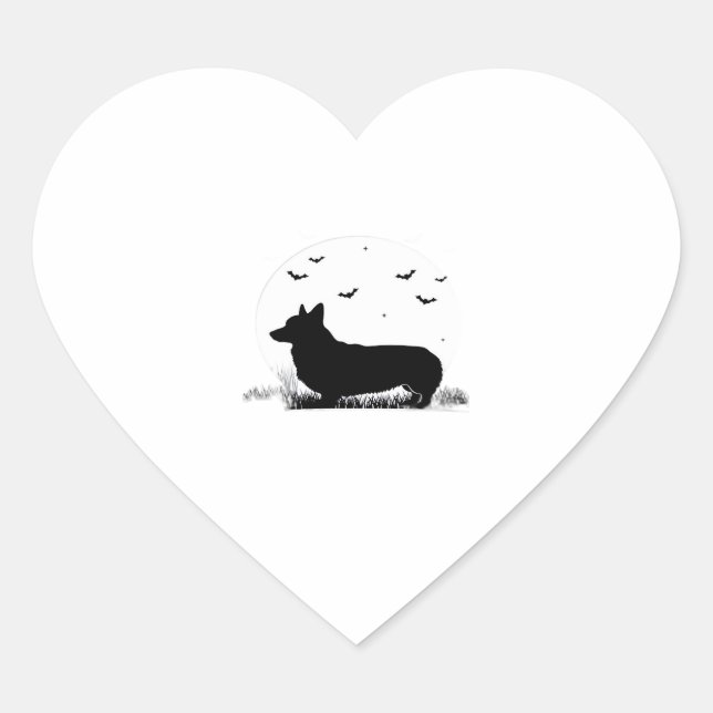 Pembroke Welsh Corgi Dog � Halloween Moon Silhouet Heart Sticker (Front)
