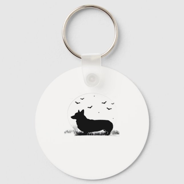 Pembroke Welsh Corgi Dog � Halloween Moon Silhouet Key Ring (Front)