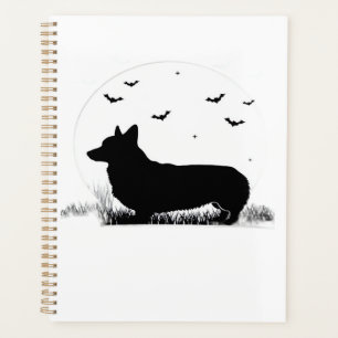 Pembroke Welsh Corgi Dog ? Halloween Moon Silhouet Planner