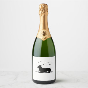 Pembroke Welsh Corgi Dog � Halloween Moon Silhouet Sparkling Wine Label