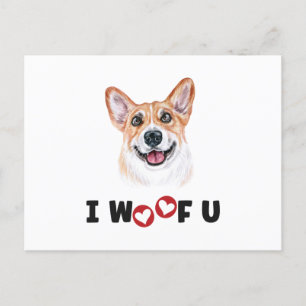 Pembroke Welsh Corgi Dog I Woof You Holiday Postcard
