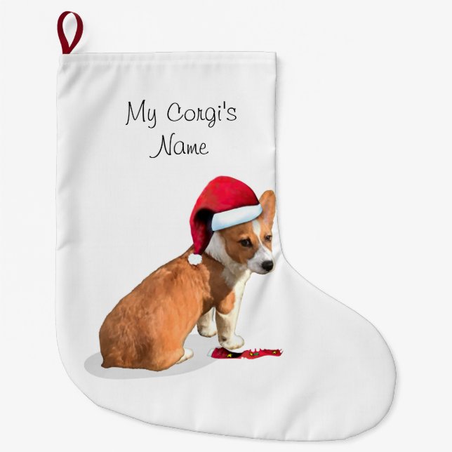 Pembroke Welsh Corgi Dog Large Christmas Stocking (Front)