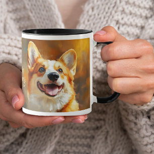 Pembroke Welsh Corgi Dog on Abstract Background Mug