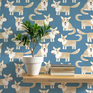 Pembroke Welsh Corgi Dog Pattern Wallpaper