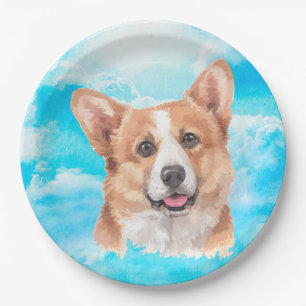 Pembroke Welsh Corgi Dog Pet Watercolor Paper Plate