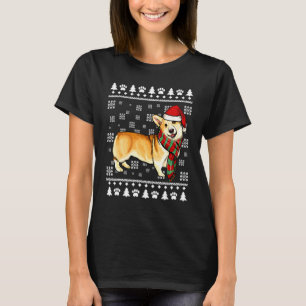 Pembroke Welsh Corgi Dog Santa Hat Xmas Ugly Chris T-Shirt