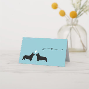 Pembroke Welsh Corgi Dog Silhouettes Wedding Place Card