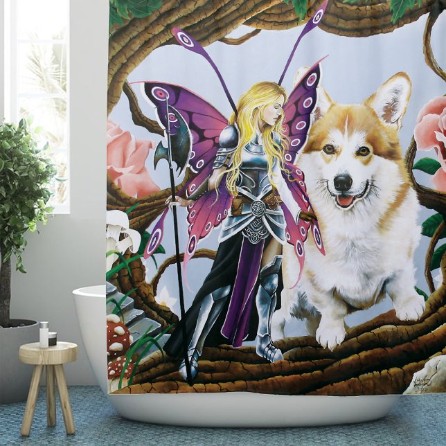 Pembroke Welsh Corgi Fairy Fantasy Shower Curtain (Creator Uploaded)