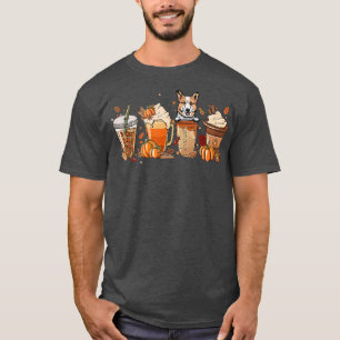 Pembroke Welsh Corgi Fall Coffee Halloween Pumpkin T-Shirt