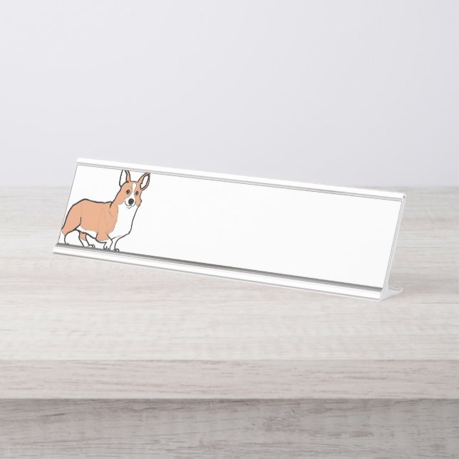 pembroke welsh corgi fawn cartoon desk name plate (Front)