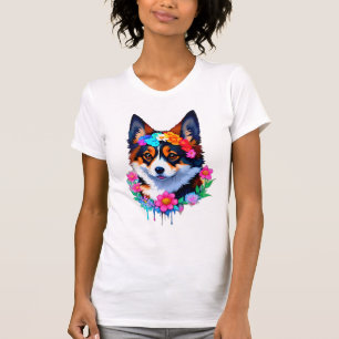 Pembroke Welsh Corgi Floral Flower Crown  T-Shirt