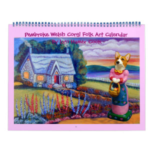 Pembroke Welsh Corgi Folk Art Calendar