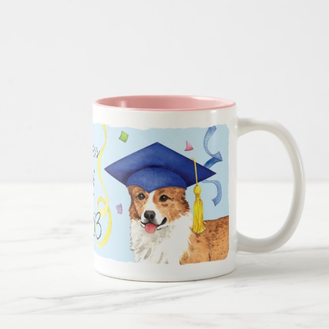 Pembroke Welsh Corgi Graduate Two-Tone Coffee Mug (Right)
