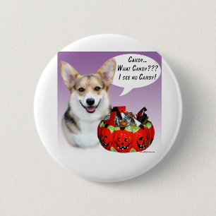 Pembroke Welsh Corgi Halloween Candy 6 Cm Round Badge