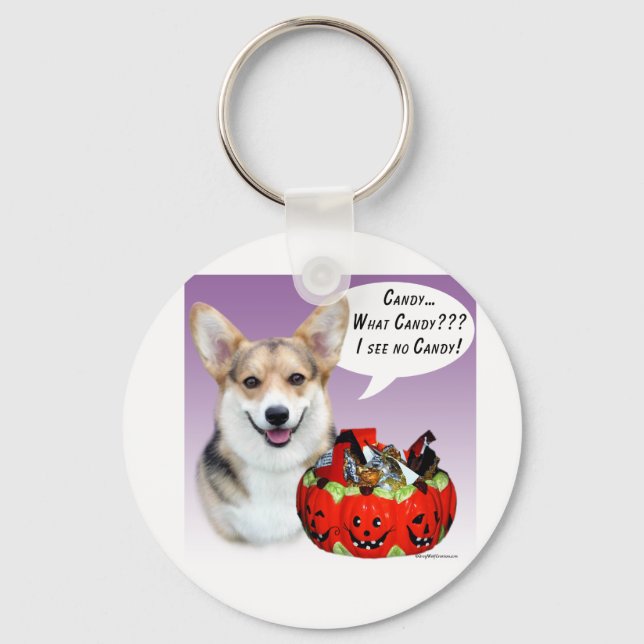 Pembroke Welsh Corgi Halloween Candy Key Ring (Front)
