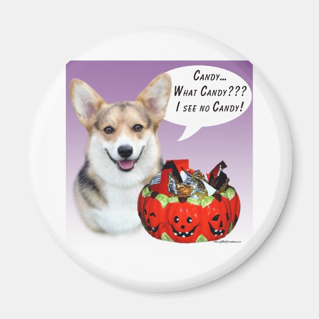 Pembroke Welsh Corgi Halloween Candy Magnet (Front)
