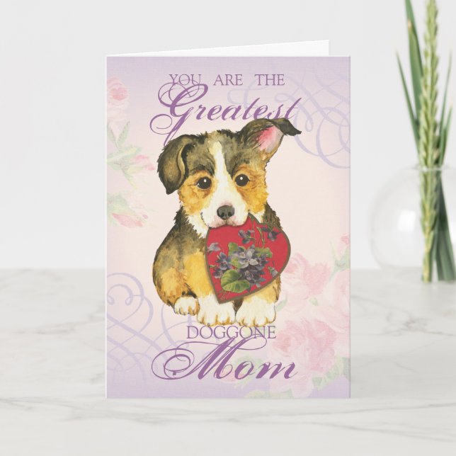 Pembroke Welsh Corgi Heart Mum Card (Front)
