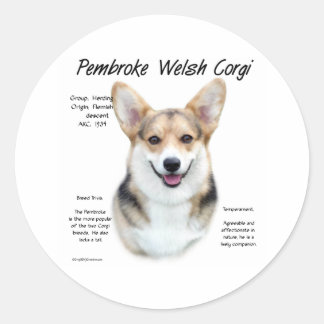 Pembroke Welsh Corgi History Design Classic Round Sticker