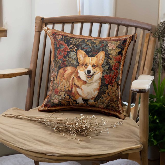 Pembroke Welsh Corgi in a Victorian Flower Garden Cushion (Creator Uploaded)