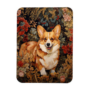 Pembroke Welsh Corgi in a Victorian Flower Garden Magnet
